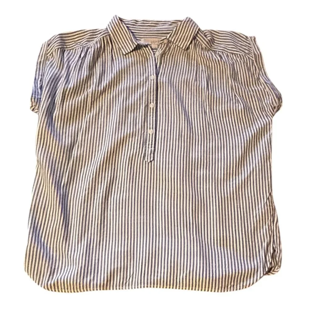 Classic Coastal Stripe Button Front Blouse | LOFT | Size Small - Picture 3 of 10